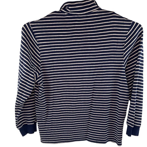 Club Room Navy/White Striped Half-Zip Pullover Sweater XL 60% Cotton 40% Poly - Picture 2 of 9